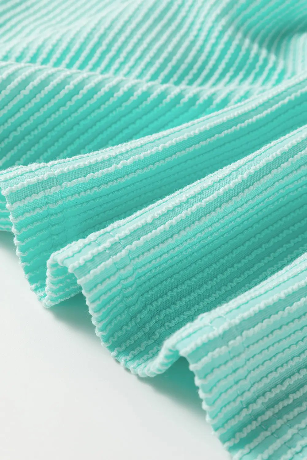 Light Blue Twisted Rib Contrast Pocket Knit Crew Neck Plus Size T Shirt Love Salve